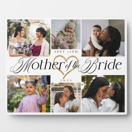 Mother of the Bride Heart Then Now Photo Collage Fotoplaat (Voorkant)