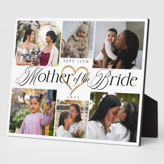 Mother of the Bride Heart Then Now Photo Collage Fotoplaat (Zijkant)