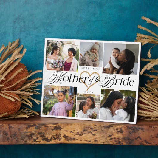 Mother of the Bride Heart Then Now Photo Collage Fotoplaat (Zijkant)
