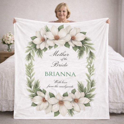 Mother of the Bride Magnolia Wedding Gift   Fleece Deken