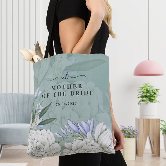 Mother of the Bride Peony | Sage Green & White Tote Bag