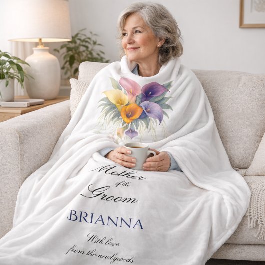Mother of the Groom Calla Lilies Wedding Gift Fleece Deken