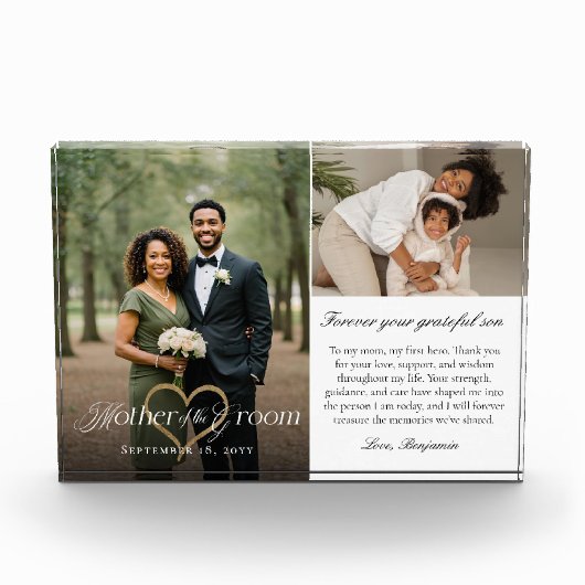 Mother of the Groom Heart Wedding Then & Now Photo Fotoblokken (Voorkant)