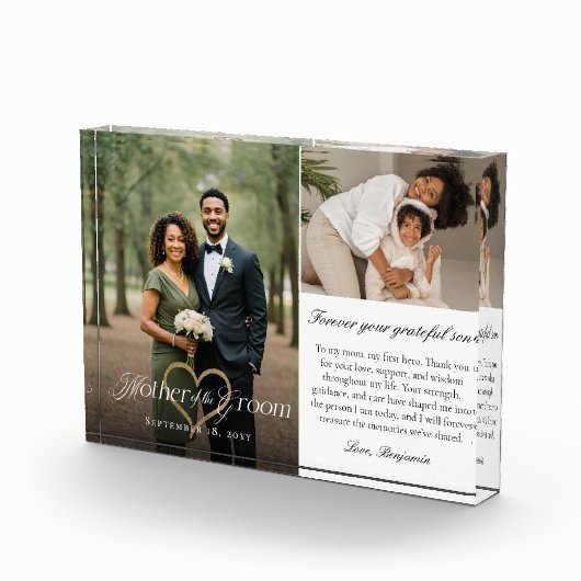 Mother of the Groom Heart Wedding Then & Now Photo Fotoblokken (Rechts)