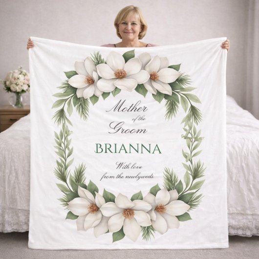 Mother of the Groom Magnolia Wedding Gift Fleece Deken