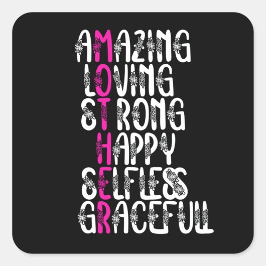 Mother quotes : Lovely Words | Mother's Day Design Vierkante Sticker (Voorkant)