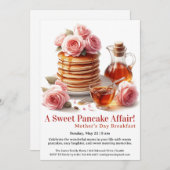 Mother’s Day Breakfast Invitation – Pancakes Roses Kaart (Voorkant / Achterkant)