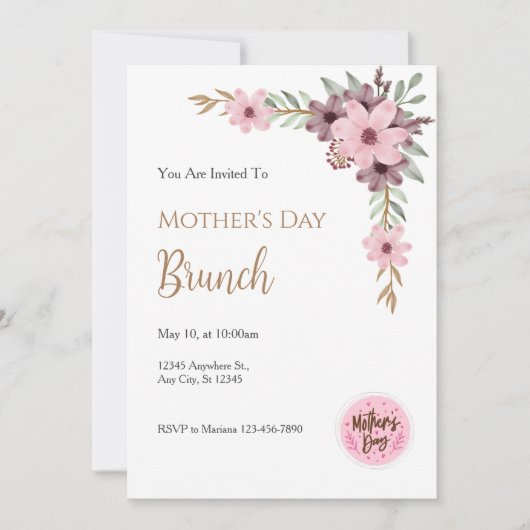 Mother´s Day Brunch Invitation Kaart (Voorkant)