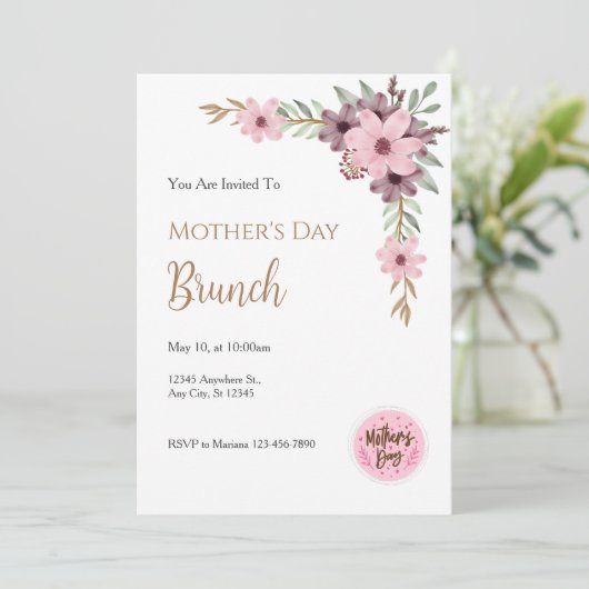 Mother´s Day Brunch Invitation Kaart (Staand voorkant)