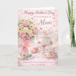 Mother’s Day Card for Mum – Floral Tea Design Kaart