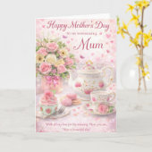 Mother’s Day Card for Mum – Floral Tea Design Kaart (Gele Bloem)