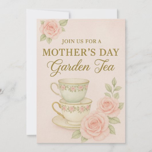 Mother’s Day Garden Tea Invitation | Elegant  Kaart (Voorkant)