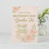 Mother’s Day Garden Tea Invitation | Elegant  Kaart (Staand voorkant)