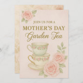 Mother’s Day Garden Tea Invitation | Elegant  Kaart (Voorkant / Achterkant)