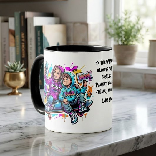 Mother & Son Graffiti Art Coffee Mug Mok