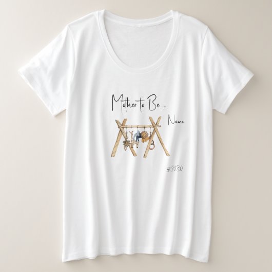 Mother-to-Be Boho Baby shower Plus Maat T-shirt (Design voorkant)