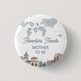 Mother To Be World Map Airplane Baby Shower  Ronde Button 3,2 Cm