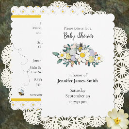Mother-to-Bee Baby Shower Invitation White Kaart