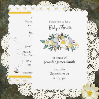 Mother-to-Bee Baby Shower Invitation White Kaart
