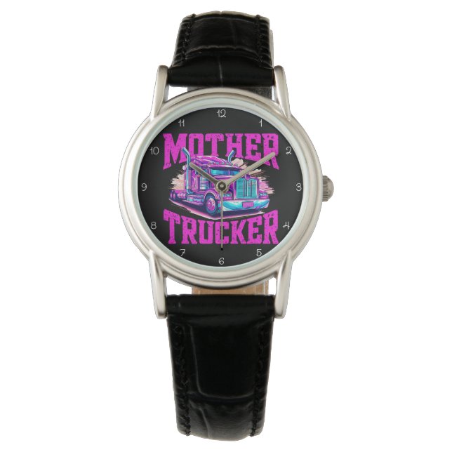 Mother Trucker: Purple Pink Attitude Horloge (Voorkant)