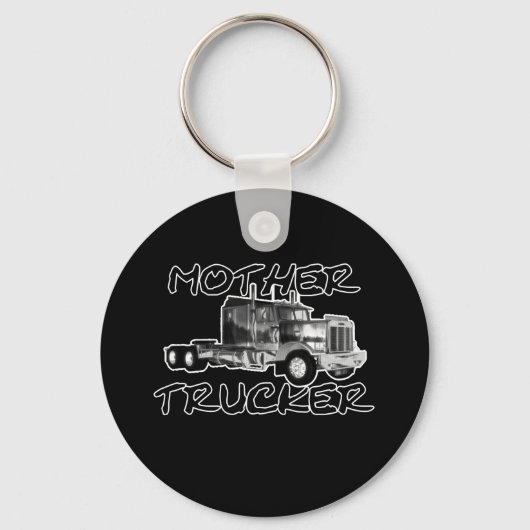 MOTHER TRUCKER - ZWART EN WITTE SLEUTELHANGER (Voorkant)