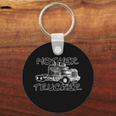 MOTHER TRUCKER - ZWART EN WITTE SLEUTELHANGER (Voorkant)