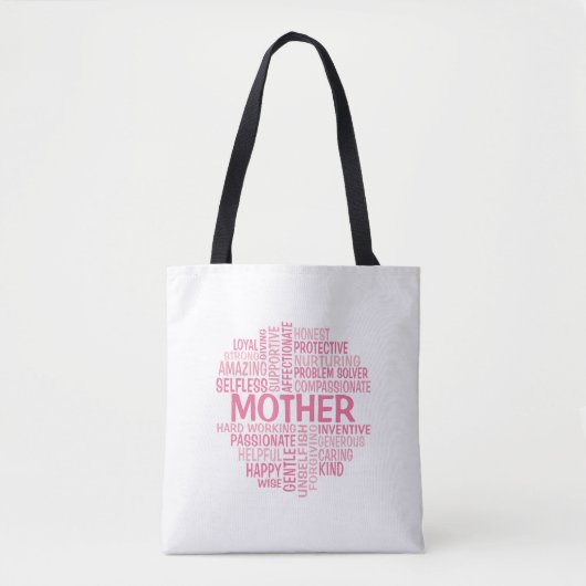 Mother Word Cloud Canvas tas in roze tinten (Voorkant)