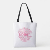 Mother Word Cloud Canvas tas in roze tinten (Achterkant)