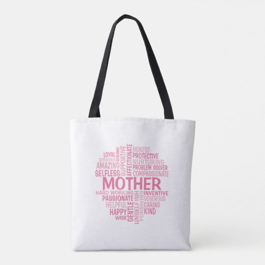 Mother Word Cloud Canvas tas in roze tinten (Achterkant)