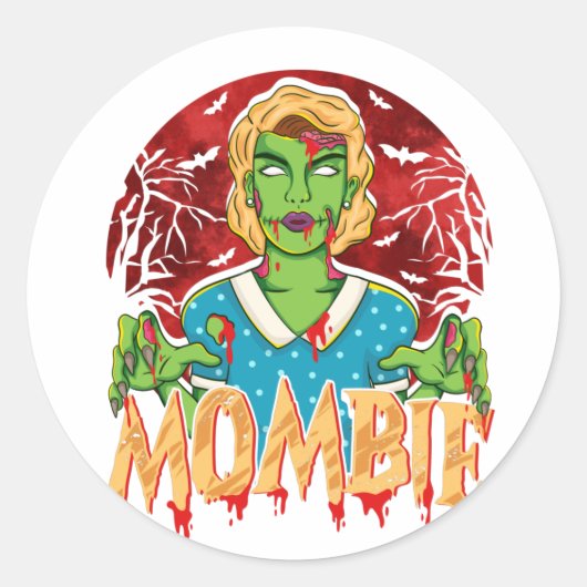 Mother Zombie Halloween Mom Mombie Ronde Sticker (Voorkant)