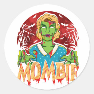 Mother Zombie Halloween Mom Mombie Ronde Sticker