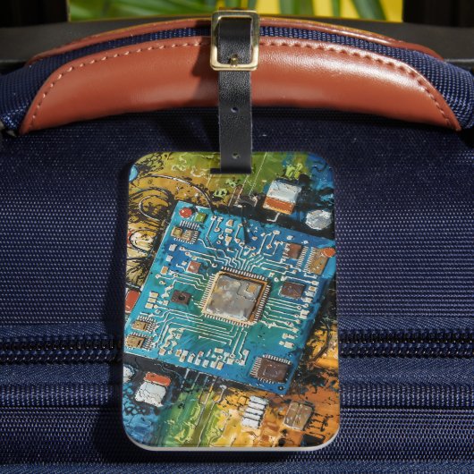 Motherboard - Abstract Computer Tech Art Bagagelabel (Voorkant Insitu 2)