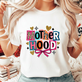 Motherhood Retro Ransom Note Pink Bow Leopard Mom  Tri-Blend Shirt