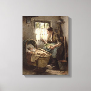 Motherly Affection (olie op canvas) Canvas Afdruk