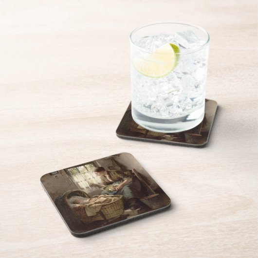 Motherly Affection (olie op canvas) Drankjes Onderzetter (Rechterzijde)
