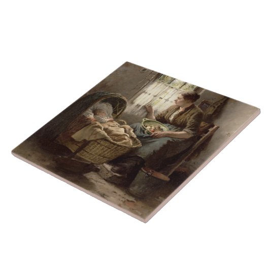 Motherly Affection (olie op canvas) Tegeltje (Zijkant)