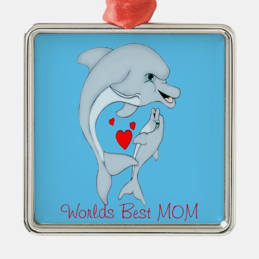 Motherly Dolphin Love Metalen Ornament (Voorkant)