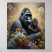 Motherly Love - Waterverf AI Afbeelding of Gorilla Poster (Voorkant)