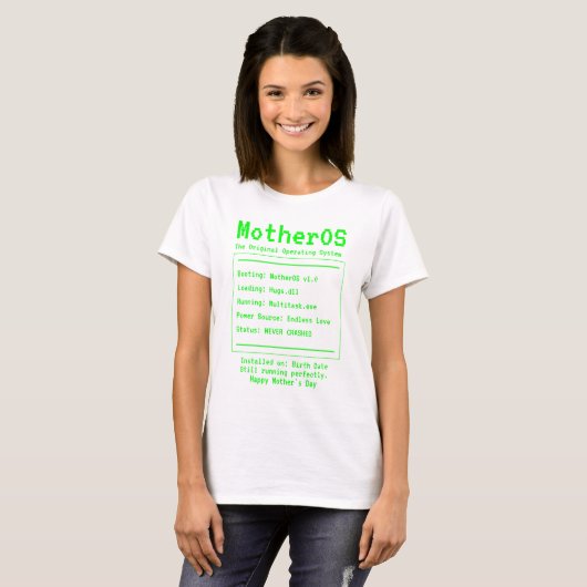 MotherOS Retro Tech Moederdag Design T-shirt (Voorkant volledig)