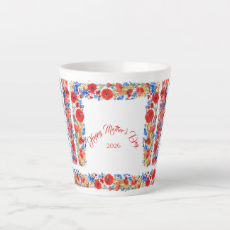Mother's Day 2026 Brush Strokes Wildflowers Latte Mok