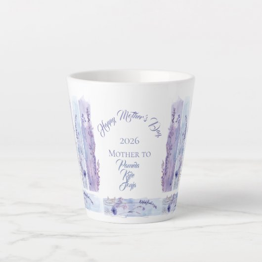 Mother's Day 2026 Brush Strokes Wildflowers  Latte Mok (Voorkant)
