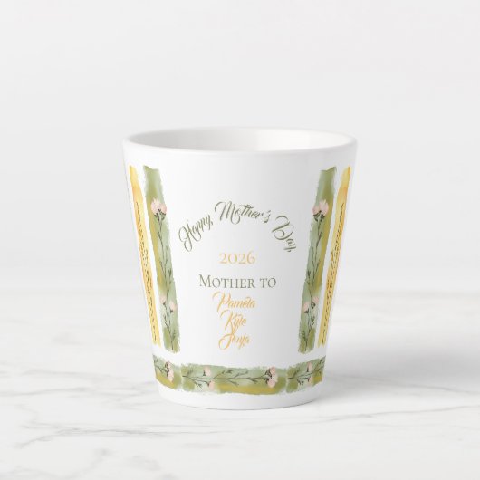 Mother's Day 2026 Brush Strokes Wildflowers Latte Mok (Voorkant)