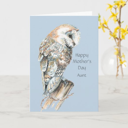 Mother's Day Aunt Humor Barn Owl Bird Kaart (Gele Bloem)