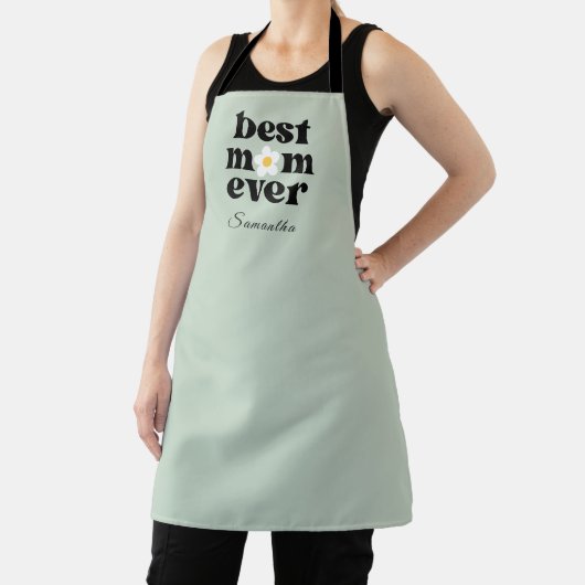Mother's Day Best Mom Ever Sage Green Apron Schort (Insitu)