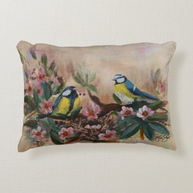"Mothers Day Birds" Accent Pillow Accent Kussen (Voorkant)