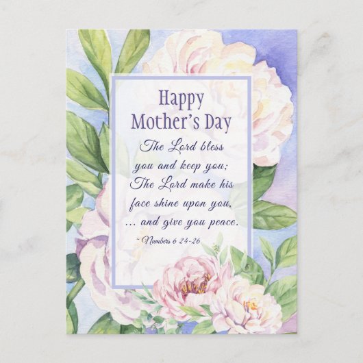 Mother's Day Blessing Bible Verse Floral Briefkaart (Voorkant)