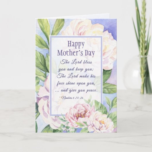 Mother's Day Blessing Bible Verse Floral Feestdagen Kaart (Voorkant)