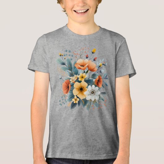 Mother's Day Boho Flowers Clipart-619830 Tri-Blend Shirt (Voorkant)
