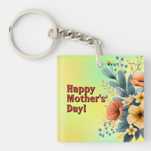 Mother's Day Boho Flowers Clipart-61983 Keychain (voorkant)