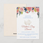 Mother's Day Brunch Floral Navy Blue & Rose Gold Kaart (Voorkant / Achterkant)